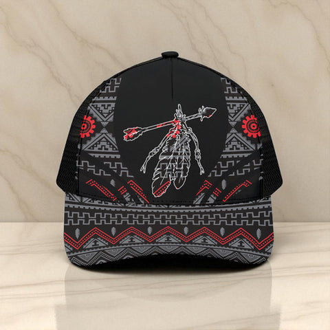 CP250723M14 Feather Native American Unisex Trucker Hat With Black Half-mesh