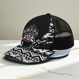 CP250723M15 Bear Claw Native American Unisex Trucker Hat With Black Half-mesh