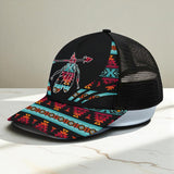 CP250723M20 Feather Native American Unisex Trucker Hat With Black Half-mesh
