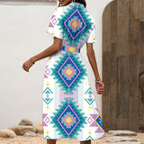 CSA-00050 Native American Women Shirt Dress with Waist Tie