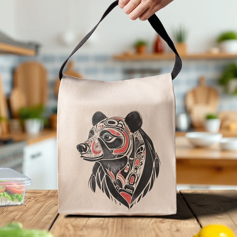 CVLBVN-M03 Bear Native American Canvas Lunch Bag