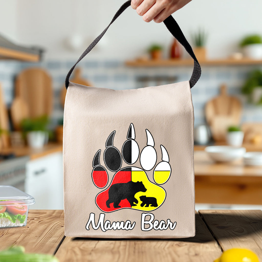 CVLBVN-M04 Mama Bear Native American Canvas Lunch Bag