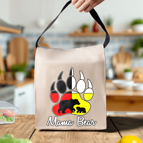 CVLBVN-M04 Mama Bear Native American Canvas Lunch Bag