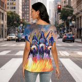 Chief Fire Native American Women's Loose V-neck Short Sleeve T-shirt GB-NAT00013