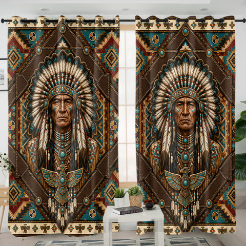Chief Medicine Wheel Native American Living Room Curtain DS260713M01