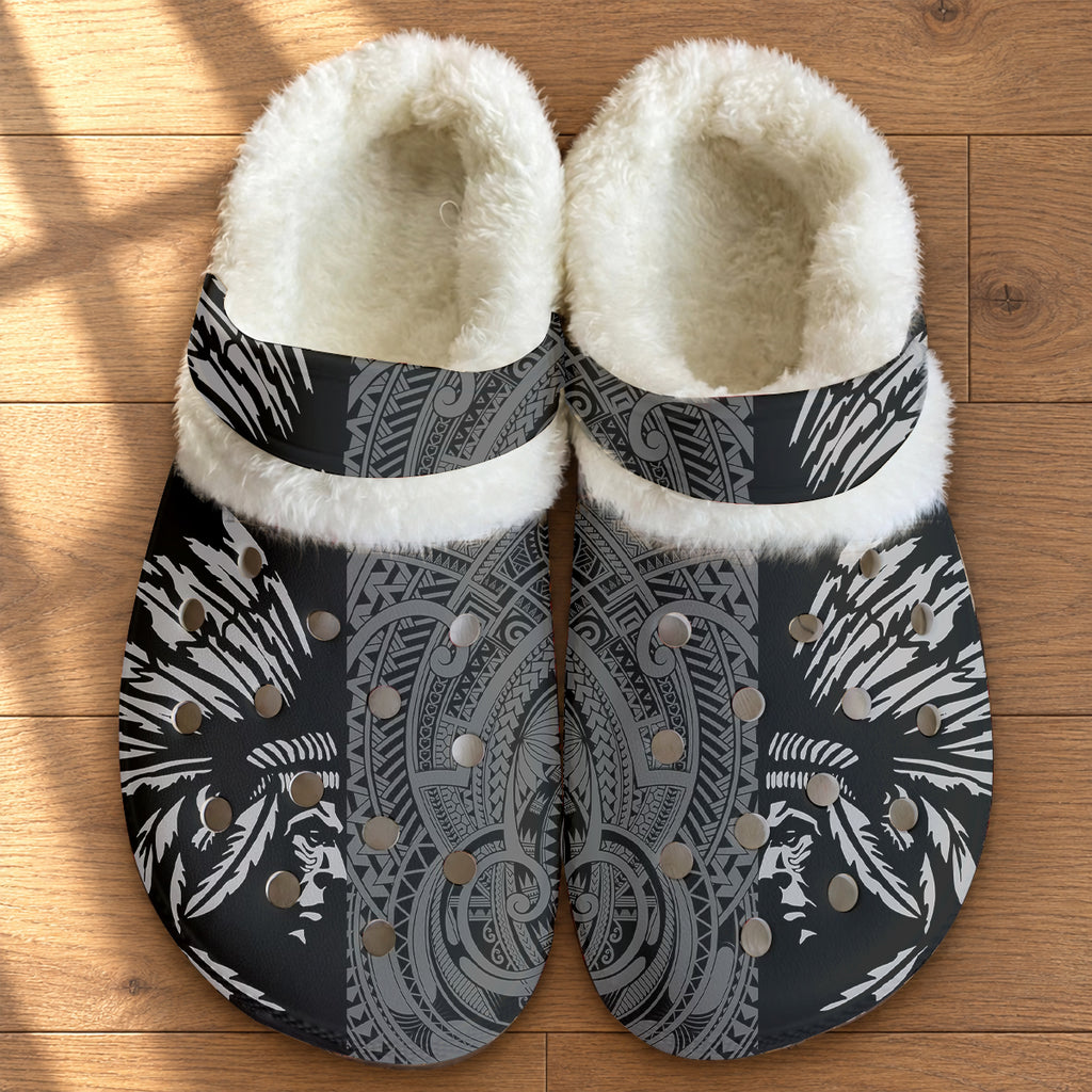 Chief Native American-Inspired Classic Clogs with Fleece Shoes DS250731M03