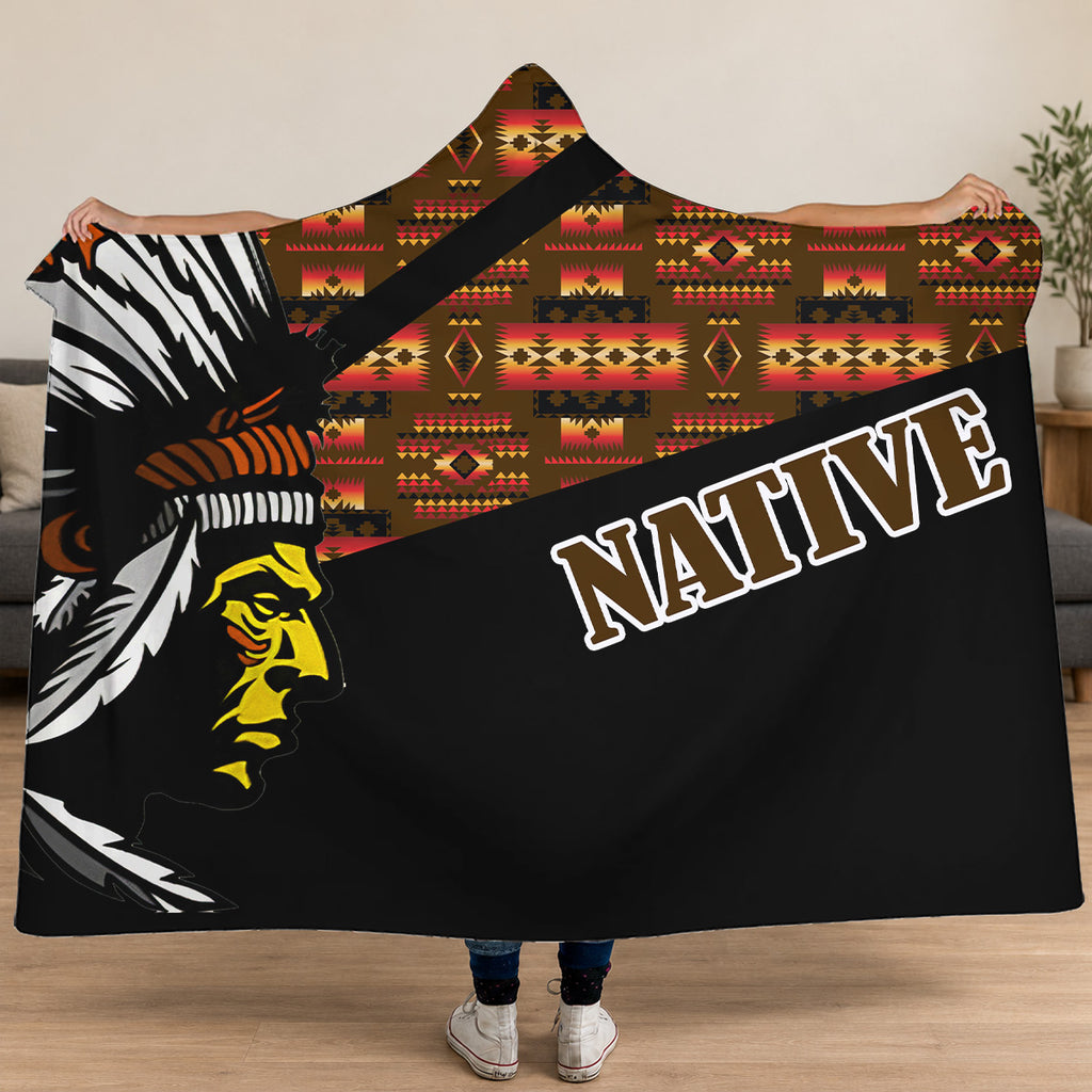Chief Native American-Inspired Hooded Blanket GB-HS00028