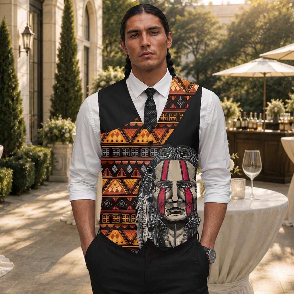 Chief Native American Suit Vest Jacket Print Front & Back GB-HW000456