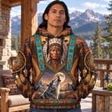 Chief Wolf Moon Dreamcatcher Native American-Inspired 3D Hoodie – HD3dm013