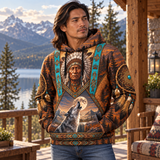 Chief Wolf Moon Dreamcatcher Native American-Inspired 3D Hoodie – HD3dm013