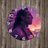 Chief Native American Purple Sky Wall Clock