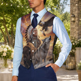 Chief and Animals Native American Suit Vest Jacket Print One Side Front DS260429M02