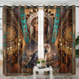 Chief and Wolf Native American Living Room Curtain DS260710M10