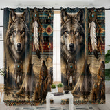 Chief and Wolf Native American Living Room Curtain DS260713M03