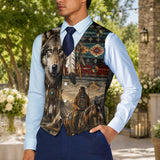 Chief and Wolf Native American Suit Vest Jacket Print One Side Front DS260713M03