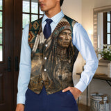 Chief and Wolf Native American Suit Vest Jacket Print One Side Front DS260713M08