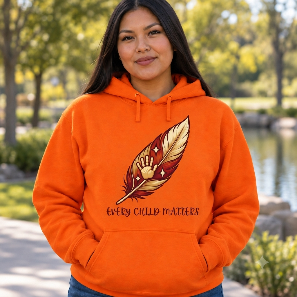 Child Handprint Protective Eagle Feather Native American-Inspired 2D Hoodie HDm026