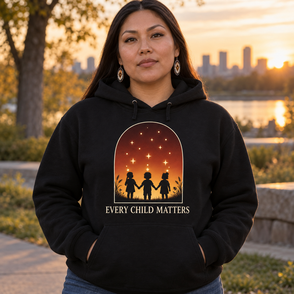Children Fireflies Golden Sky Native American-Inspired 2D Hoodie HDm023