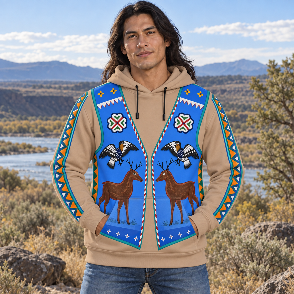 Cobalt Deerflight Native American-Inspired 3D Hoodie HD3dm022