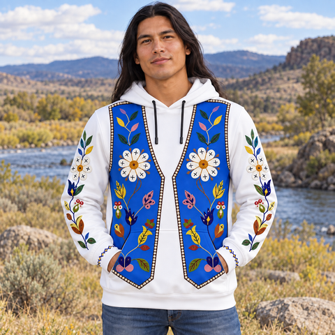 Cobalt Wildflower Native American-Inspired 3D Hoodie – HD3dm021