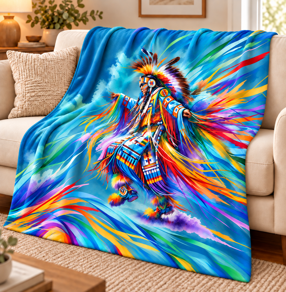 Colorful Dancer Native American-Inspired Blanket BLm023