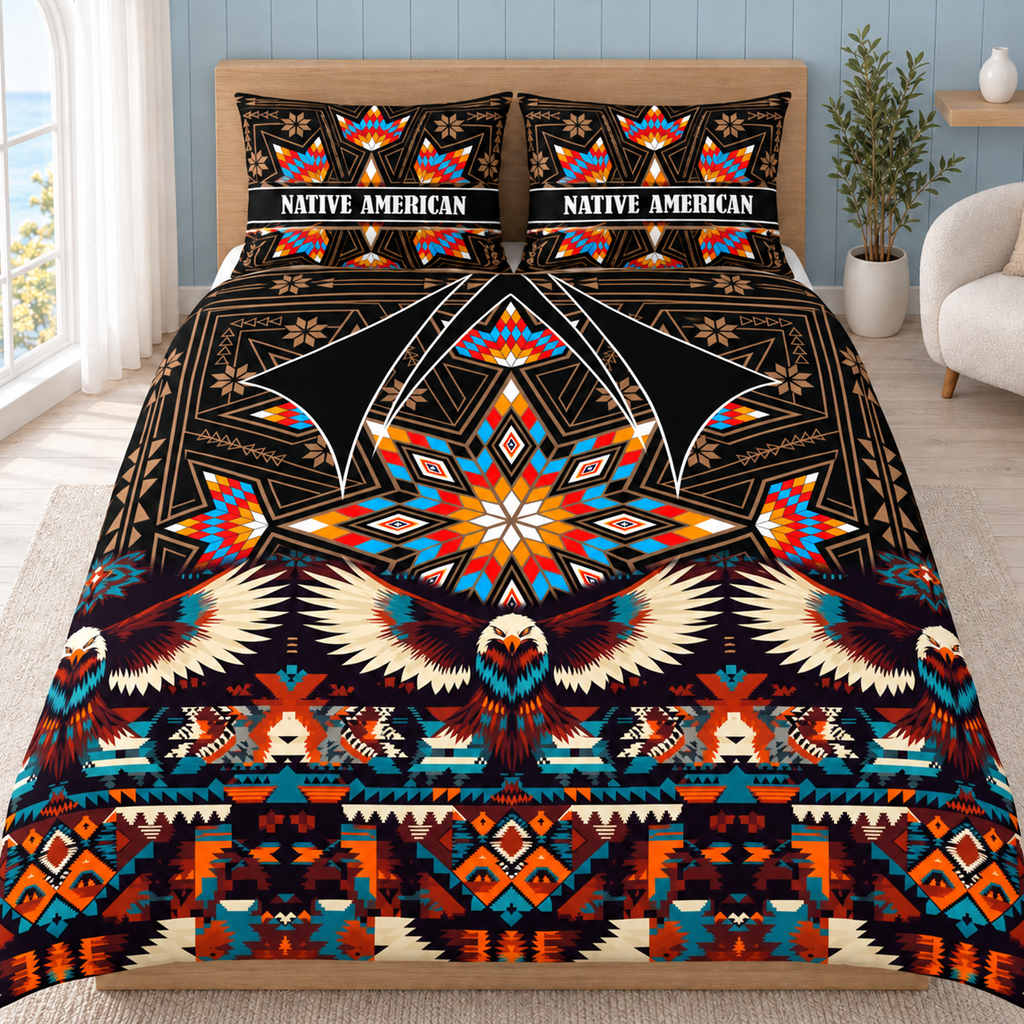 Colorful Geometric Eagle Native American-Inspired Bedding Set SH251118M01