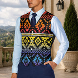 Colorful Pattern Native American Suit Vest Jacket Print One Side Front DS260730M03
