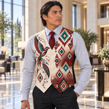 Crimson Hummingbird Native American-Inspired Suit Vest Jacket Print One Side Front VJm005