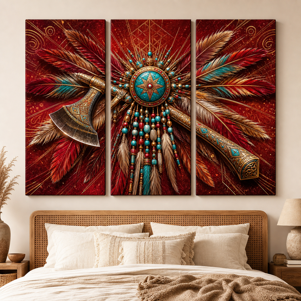 Crimson Warrior Spirit Canvas Wall Art 3PCS No Frame CVm14