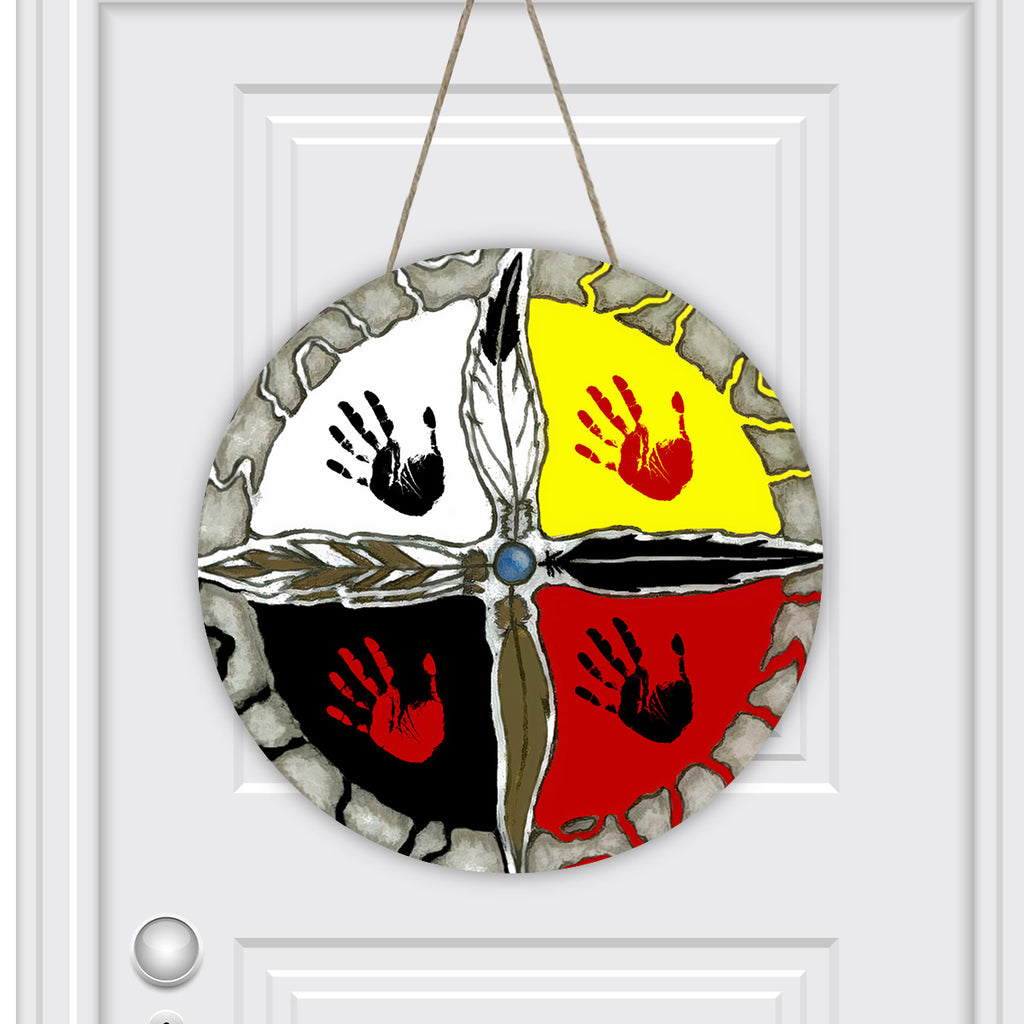 DH250228M06 Native American Round House Number Door Hanger