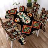 DS250424M01 Native American 5pcs Dining Table Set - Tablecloth and Chair Cover