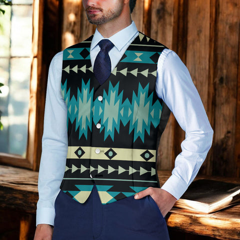 DS250425M05 Native American Suit Vest Jacket Print One Side Front