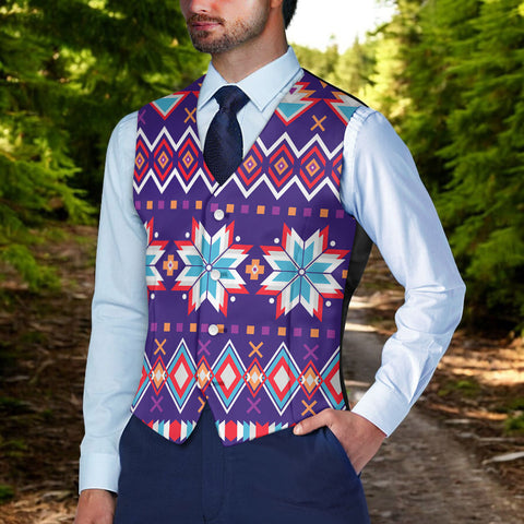 DS250425M07 Native American Suit Vest Jacket Print One Side Front