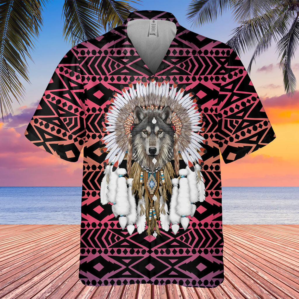 DS250425M08-02 Wolf Native American Hawaiian Shirt 3D