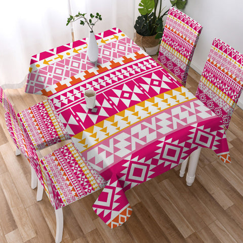 DS250425M10 Native American 5pcs Dining Table Set - Tablecloth and Chair Cover