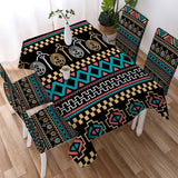 DS250425M12 Native American 5pcs Dining Table Set - Tablecloth and Chair Cover