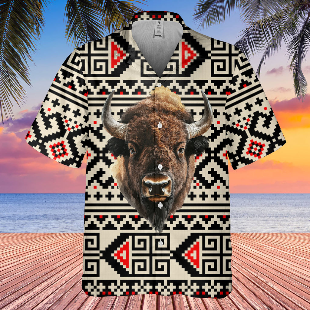 DS250425M15-02 Bison Native American Hawaiian Shirt 3D