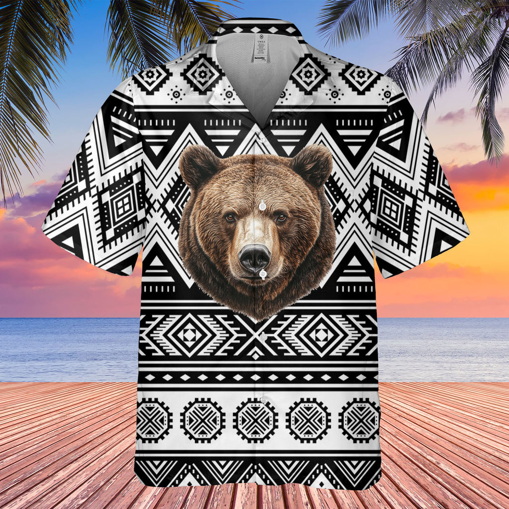 DS250425M24-02 Bear Native American Hawaiian Shirt 3D