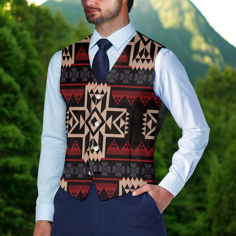 DS250425M48 Native American Suit Vest Jacket Print One Side Front
