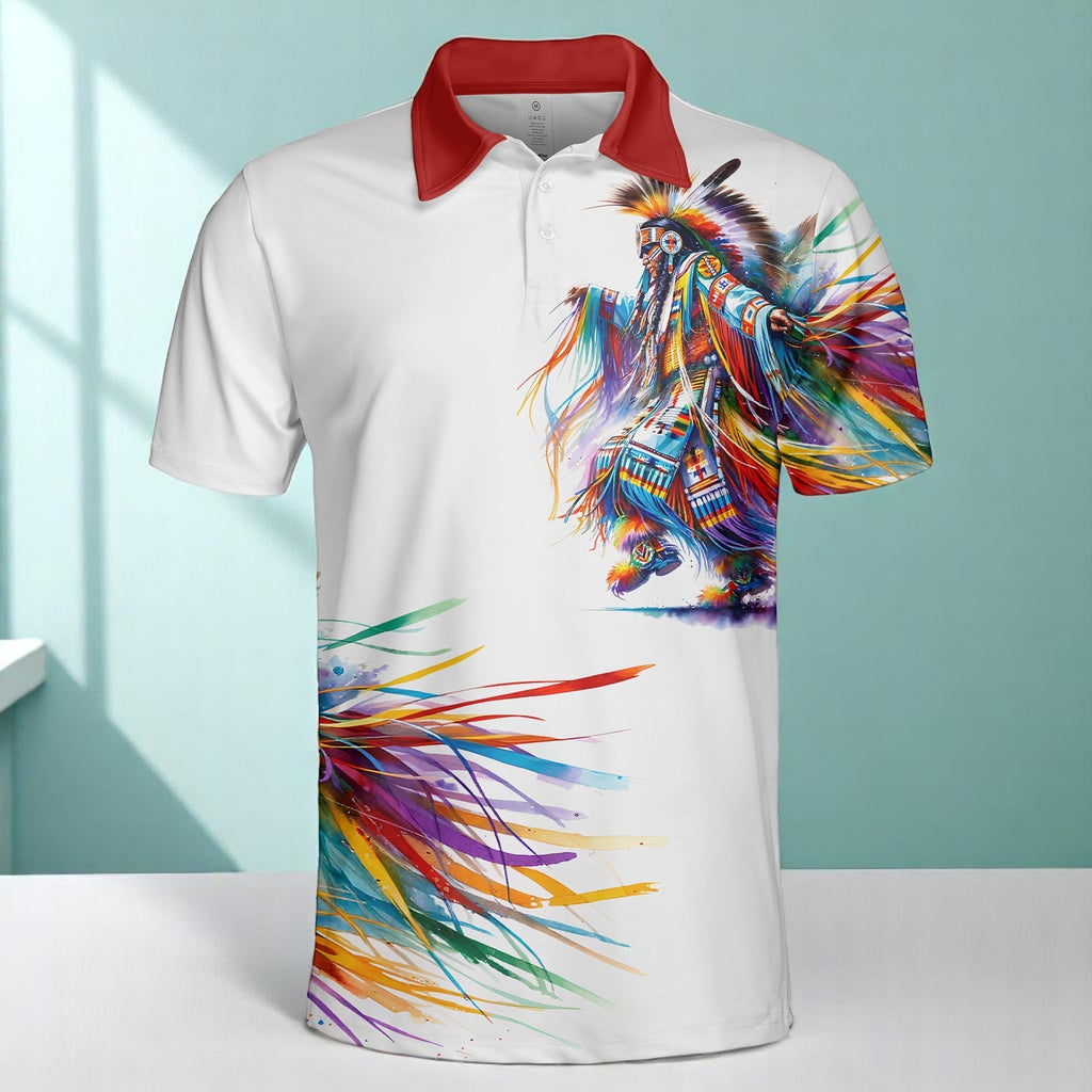 DS250428M03 Dancer Powwow Native American Polo T-Shirt 3D