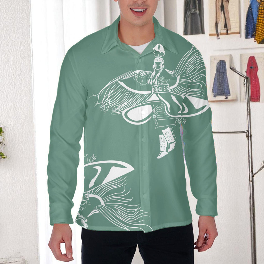 DS250516M01-02 Dancer Powwow Native American Men Long Sleeve Shirt