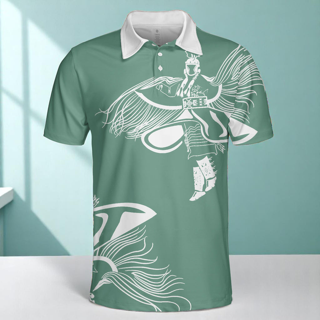 DS250516M01-02 Dancer Powwow Native American Polo T-Shirt 3D
