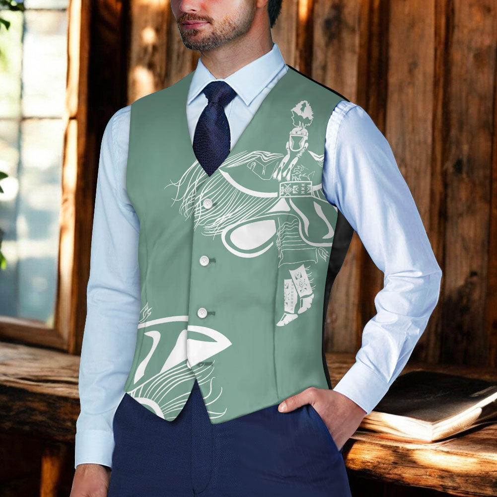 DS250516M01-02 Native American Suit Vest Jacket Print One Side Front