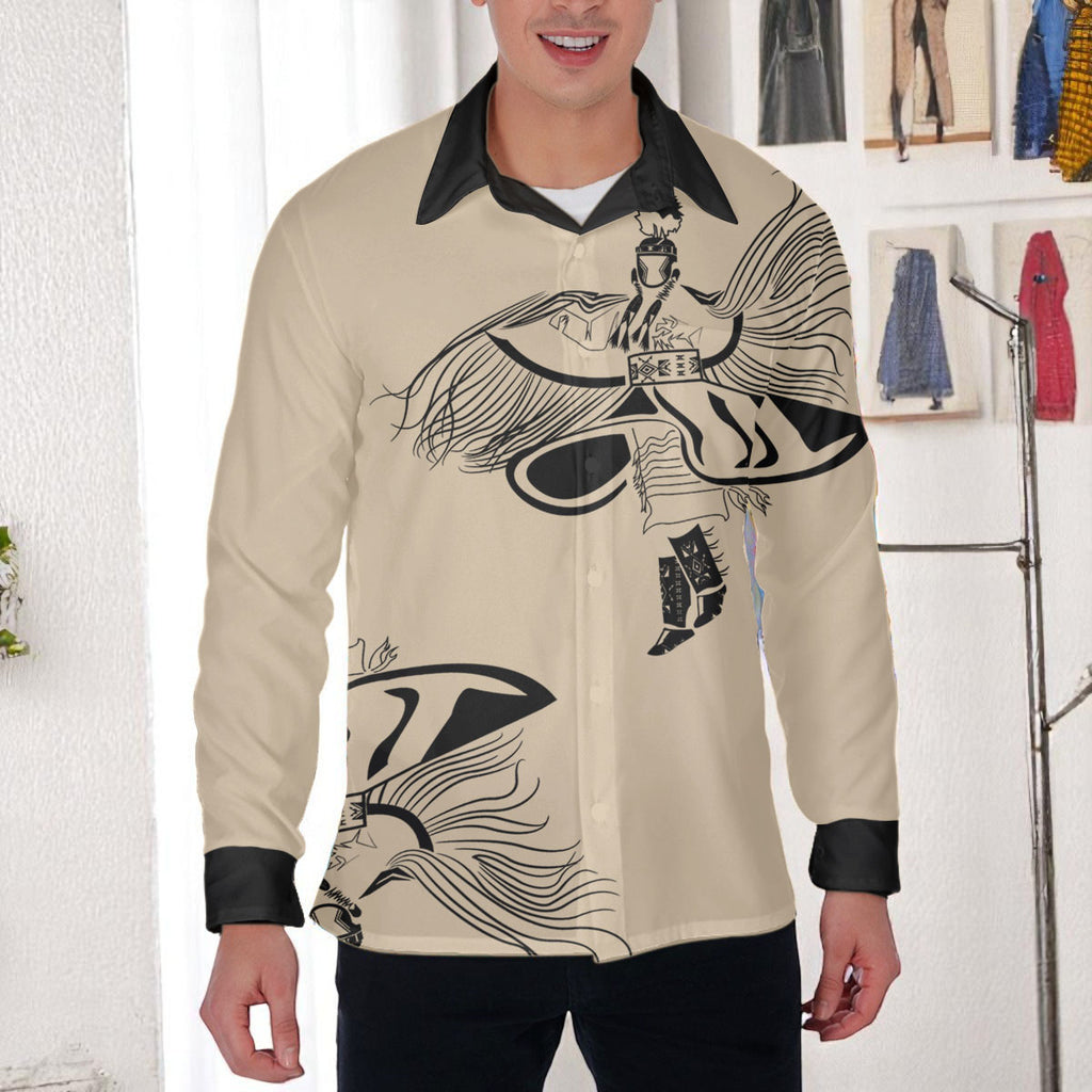 DS250516M01-06 Dancer Powwow Native American Men Long Sleeve Shirt