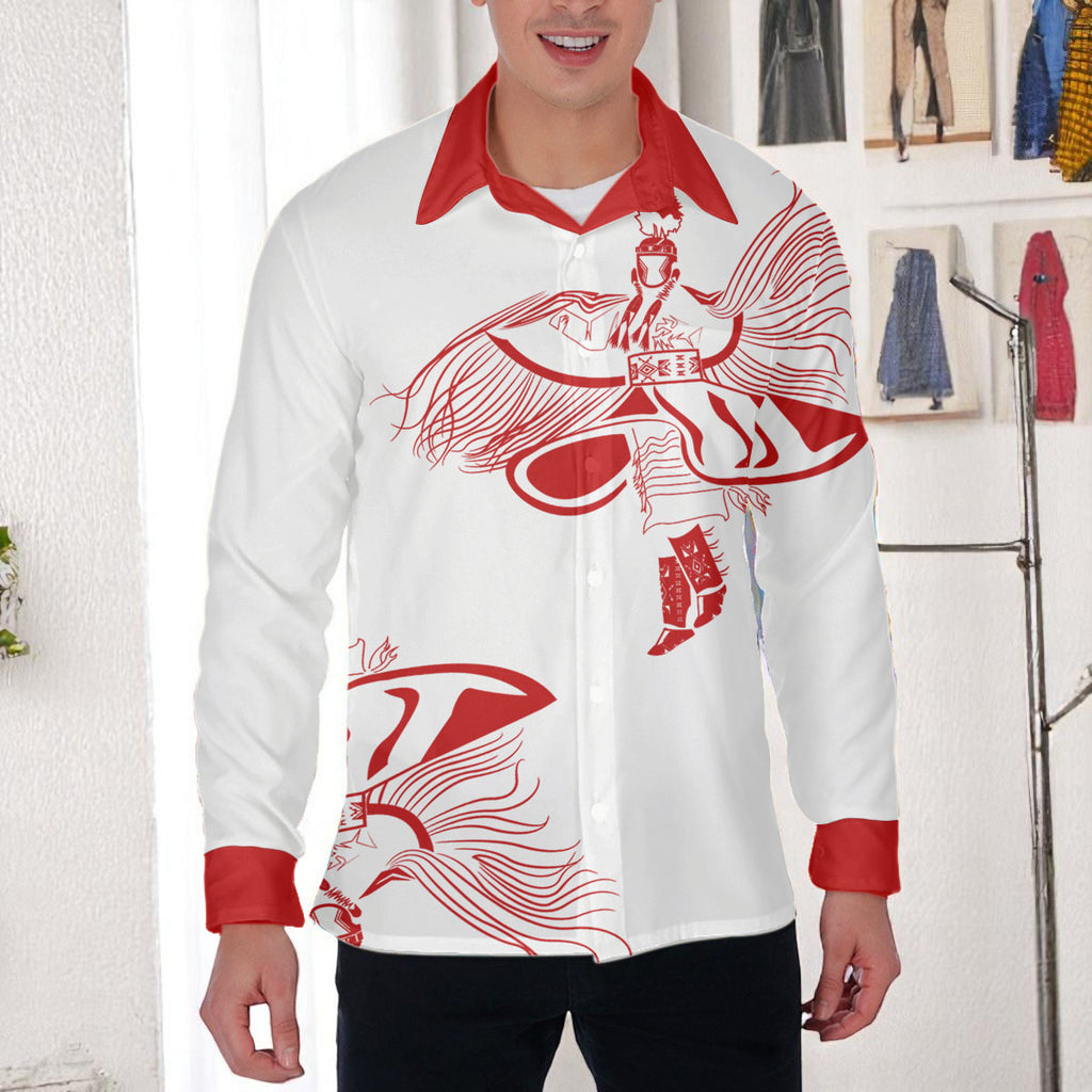 DS250516M01 Dancer Powwow Native American Men Long Sleeve Shirt