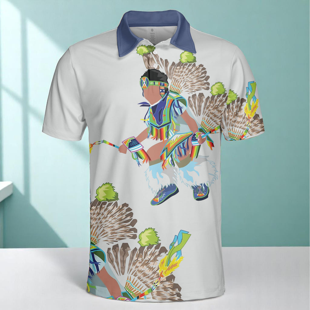 DS250516M02-02 Dancer Powwow Native American Polo T-Shirt 3D