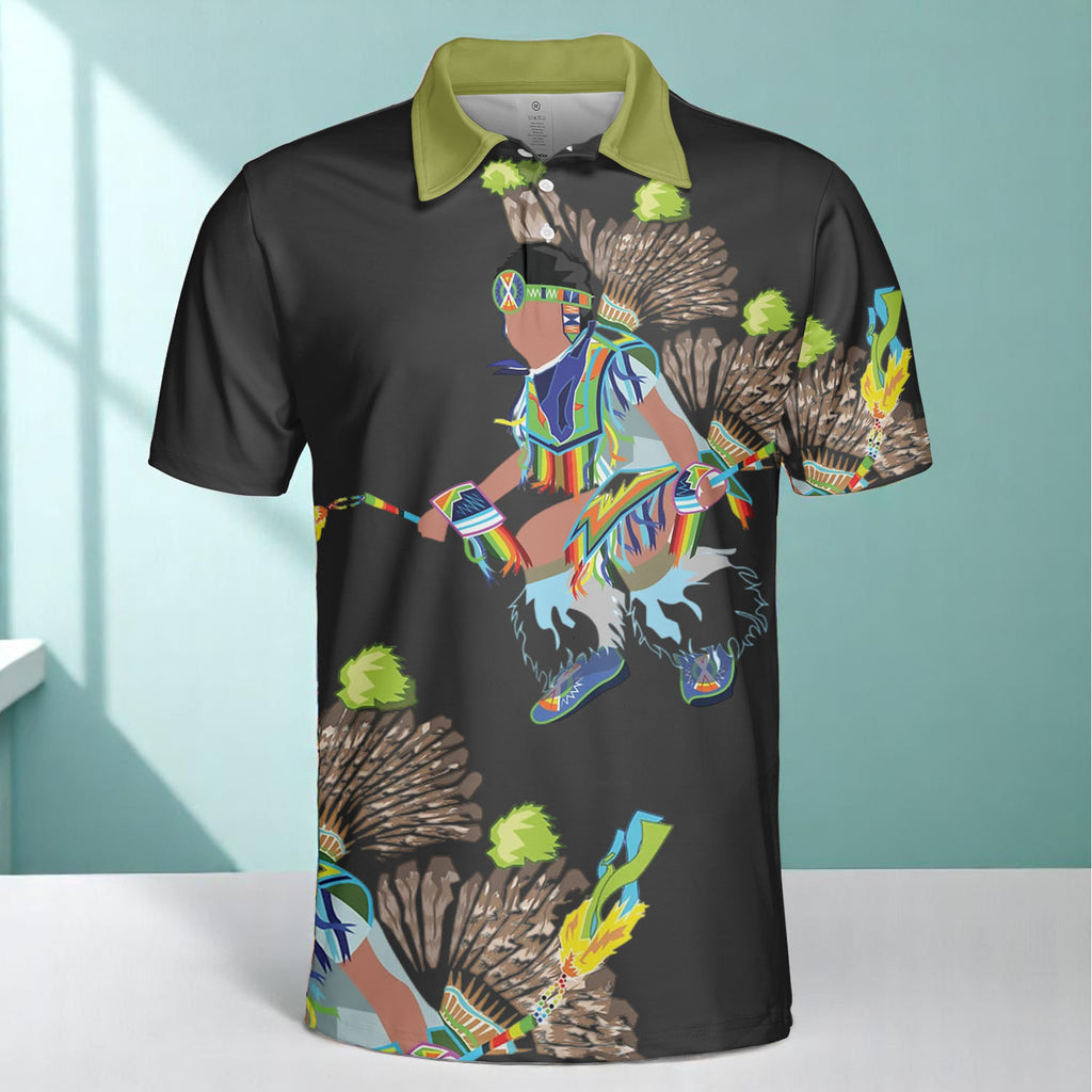 DS250516M02 Dancer Powwow Native American Polo T-Shirt 3D