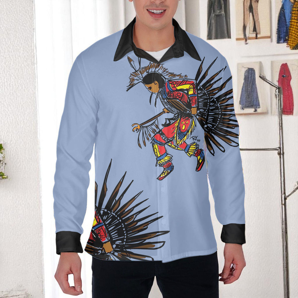 DS250516M03-02 Dancer Powwow Native American Men Long Sleeve Shirt