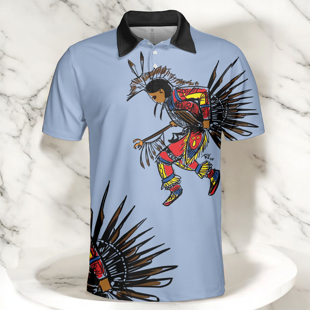 DS250516M03-02 Dancer Powwow Native American Polo T-Shirt 3D