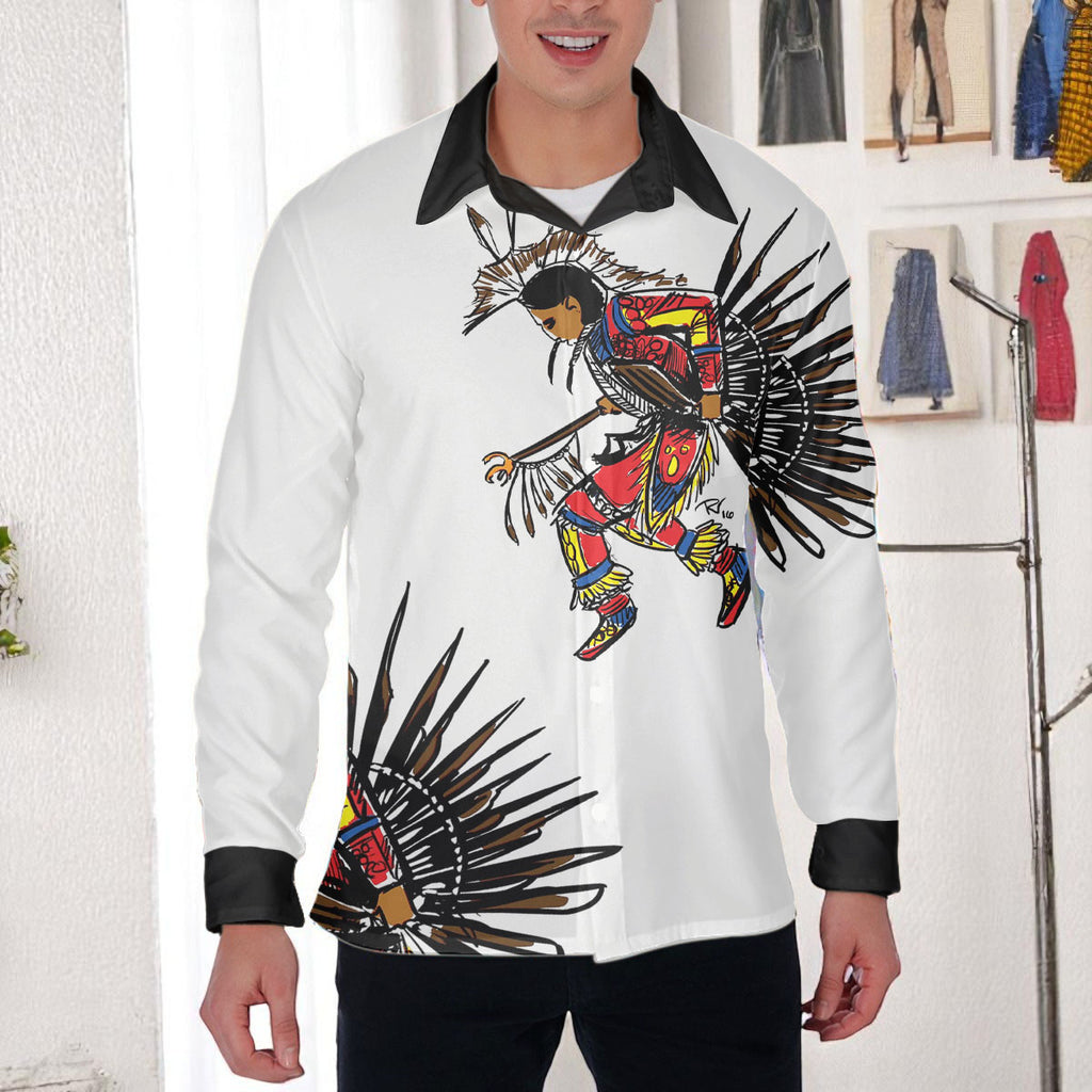 DS250516M03-03 Dancer Powwow Native American Men Long Sleeve Shirt